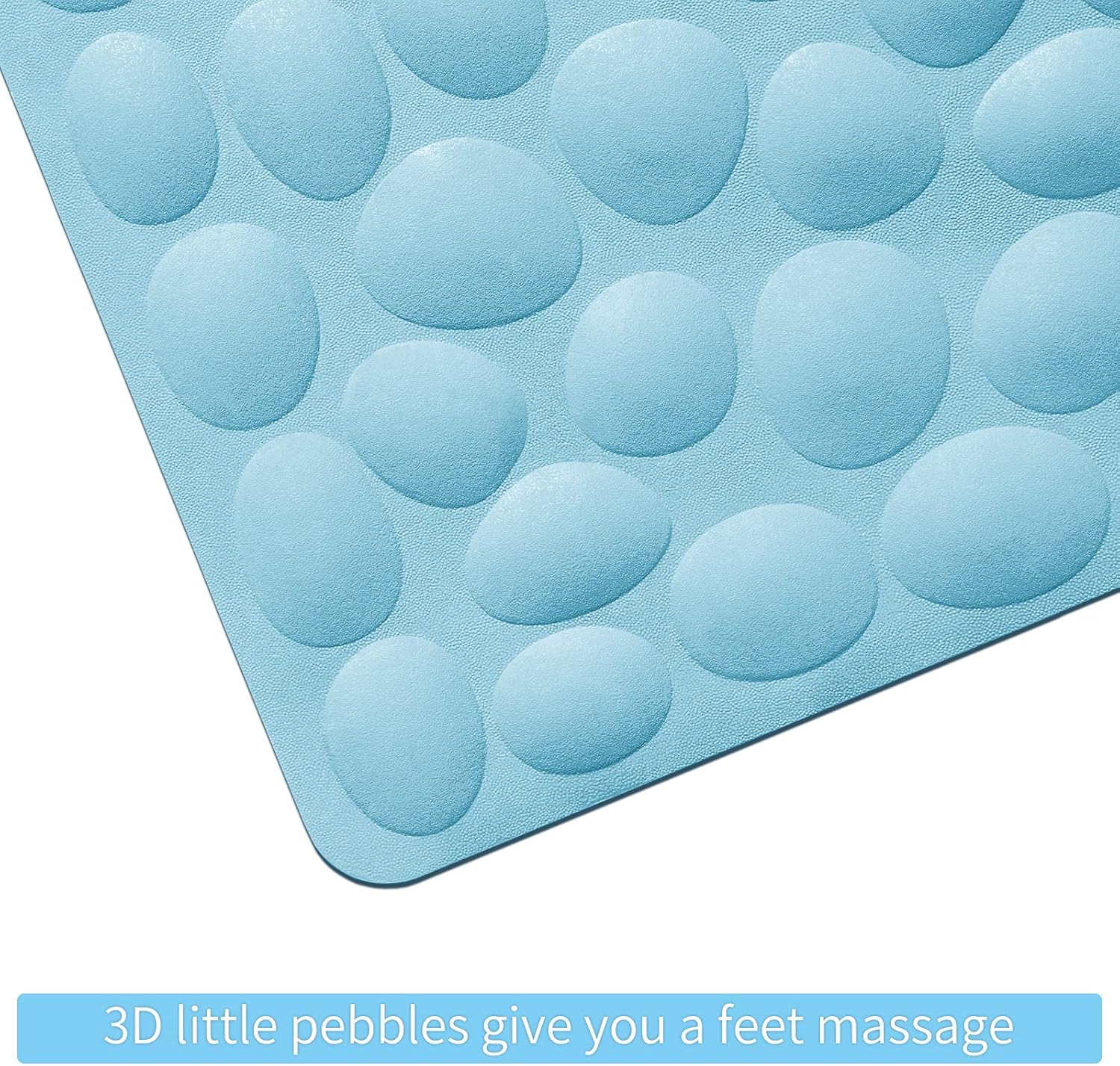 Non-Slip Bathtub Mat OTHWAY Soft Rubber Bathroom Bathmat with Strong Suction Cups (Lake Blue, 16x40 inch)