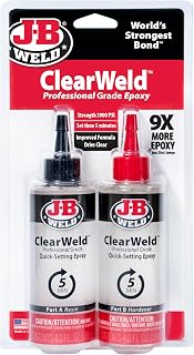 J-B Weld ClearWeld Pro Size: 5 Minute Set Clear Epoxy Adhesive - 3900 PSI Strength for Metal, Tile, Plastic, Glass & Wood
