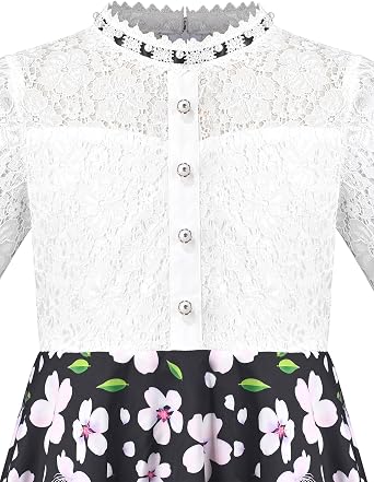 Sunny Fashion Girls Dress Green Floral Lace St Patrick Clover Party Long Sleeve