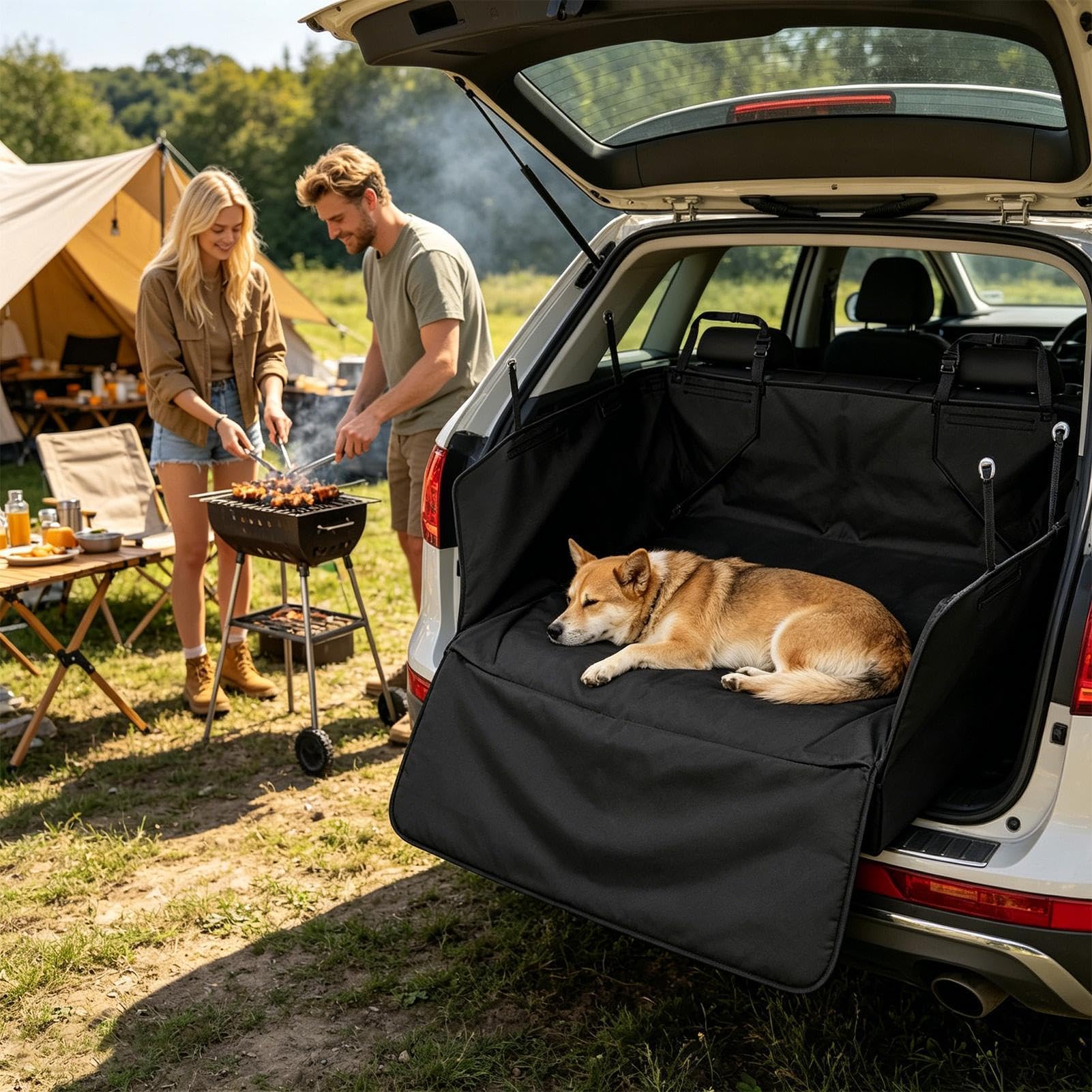 Protectora De Maletero Para Perros SUV Barrera Antideslizante e Impermeable | maletero SUV resistente a manchas y lavable Para Camioneta, Autocaravana Y Coche, Viajes Traseros