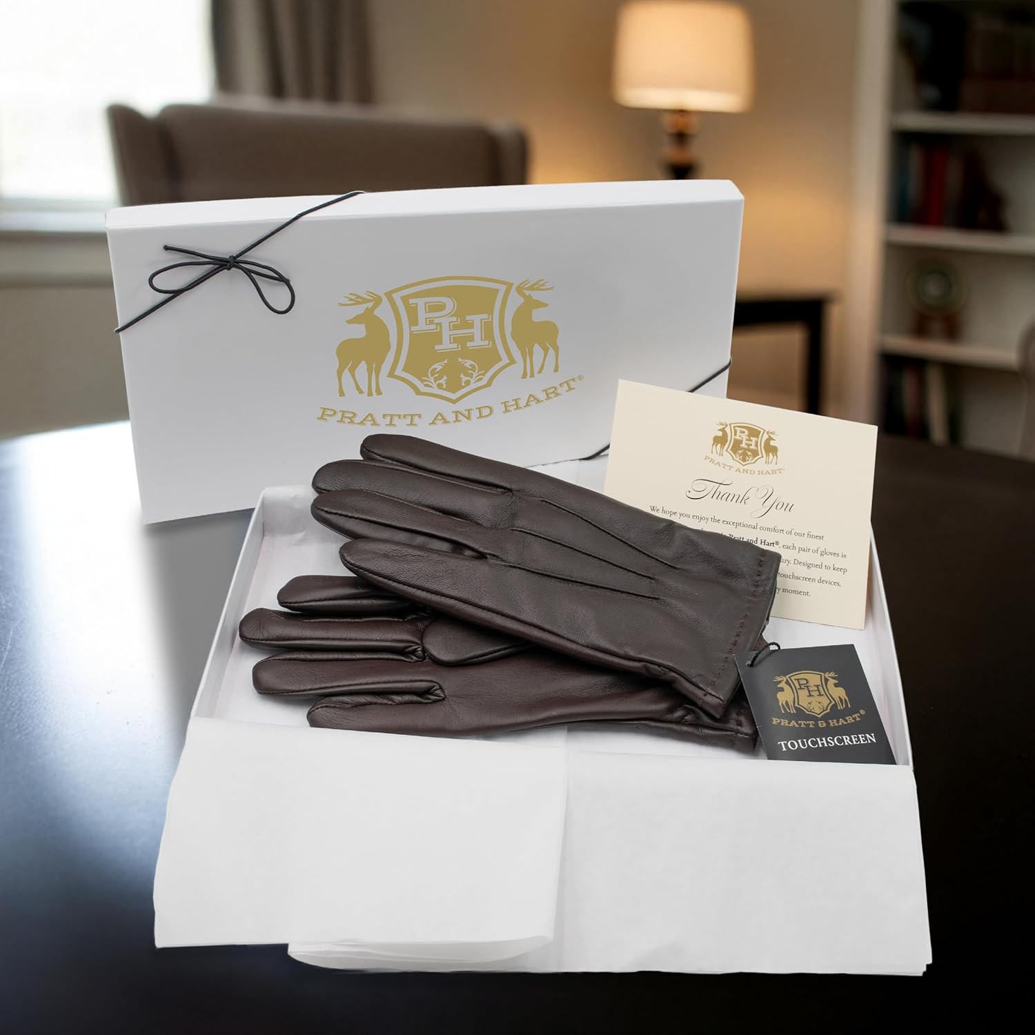 Chairman Ultra-Thin Cashmere Lined Touchscreen Leather Gloves Gift-Boxed - Image 2