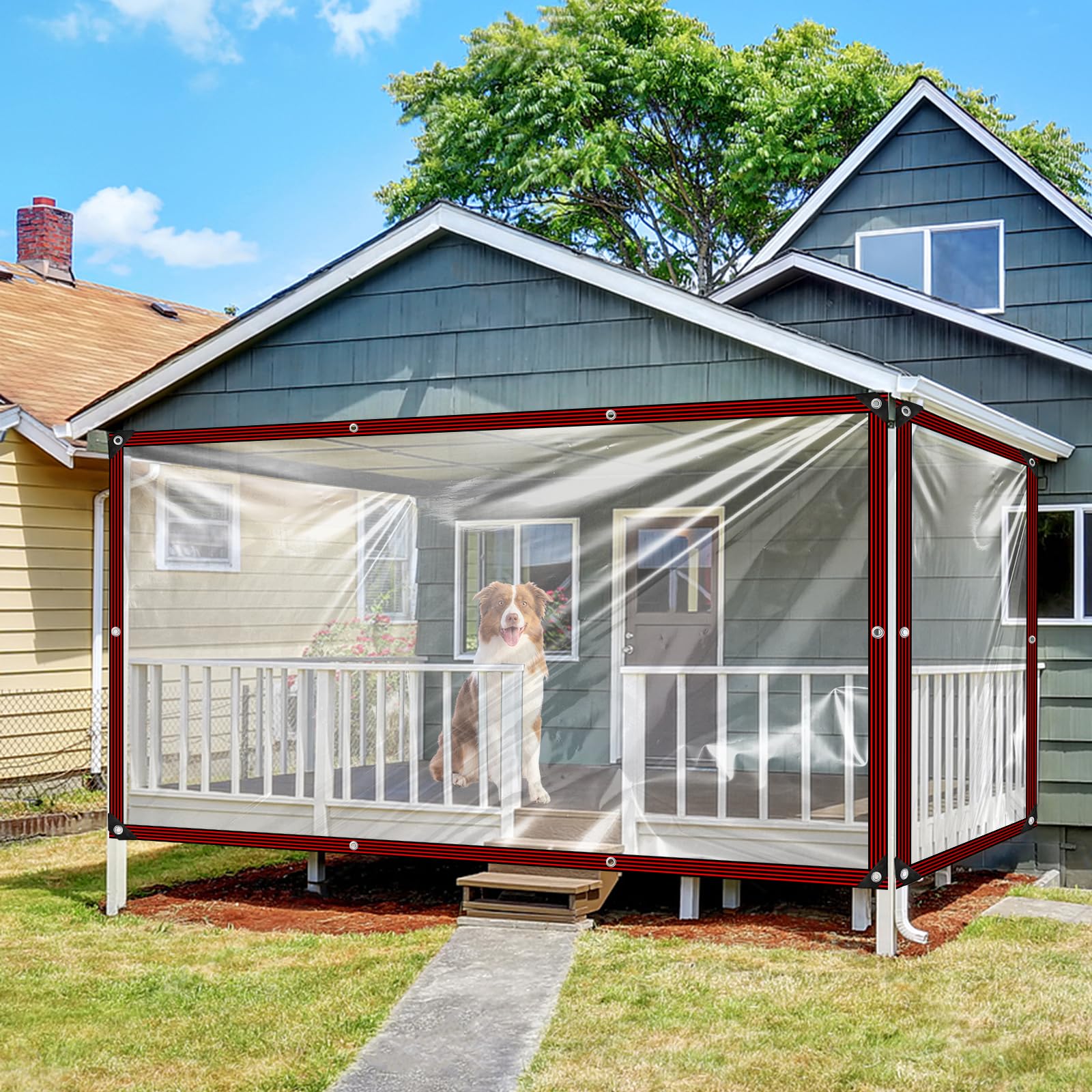 Lona transparente - 2.5X2m Lona transparente impermeable con ojales Lona transparente para invernadero, jardín, protección contra la lluvia, terraza, balcón, exterior, cobertizo