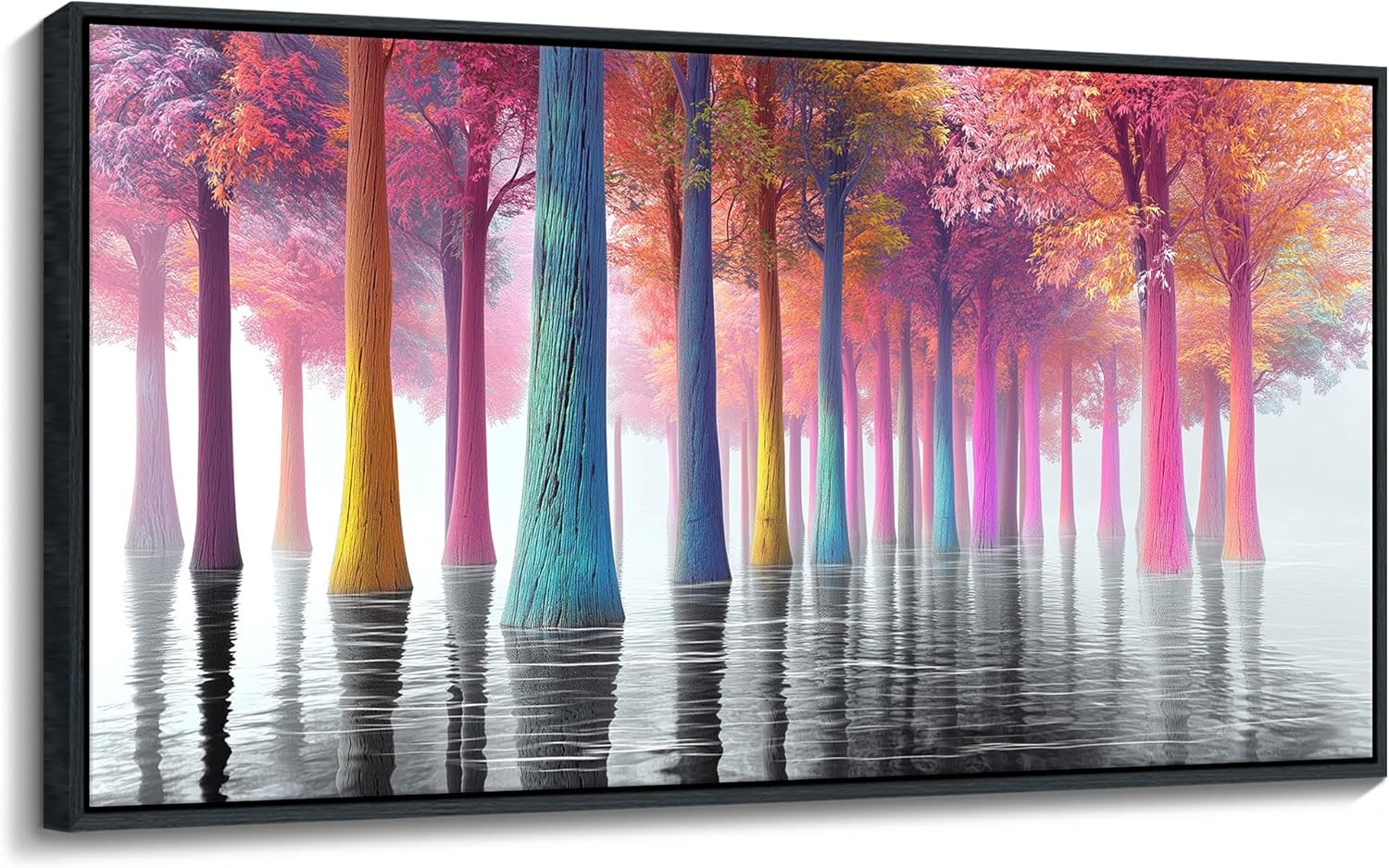 JEAWA Framed Canvas Wall Art - Large Creative Wall Art for Bedroom Living Room Bathroom, Modern Artwork Decor for Home Decoration, Funny Cow Color Graffiti, 29x58 IN