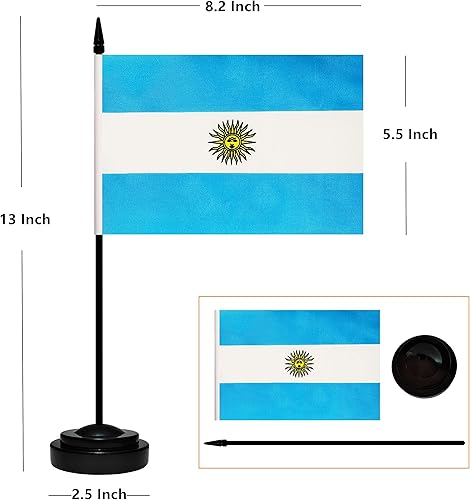 Miniatura 66 de Juego de 12 banderas de escritorio de España, pequeñas banderas españolas de oficina con poste negro sólido de 12 pulgadas, base negra y parte