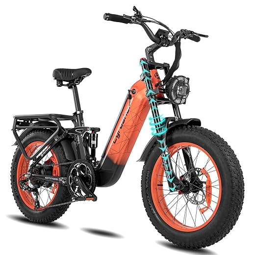 Cyrusher Kommoda Step-Through Ebike 750W BAFANG Motor 48V 14Ah Integrated Battery 20" x 4.0" Fat Tire Electric Bike for Adults Shimano 7-Speed Front Suspension 3.7'' LCD Display (Gray)