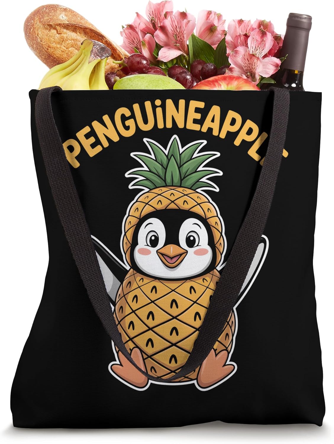 Penguineapple Funny Penguin Pineapple Mashup Tote Bag