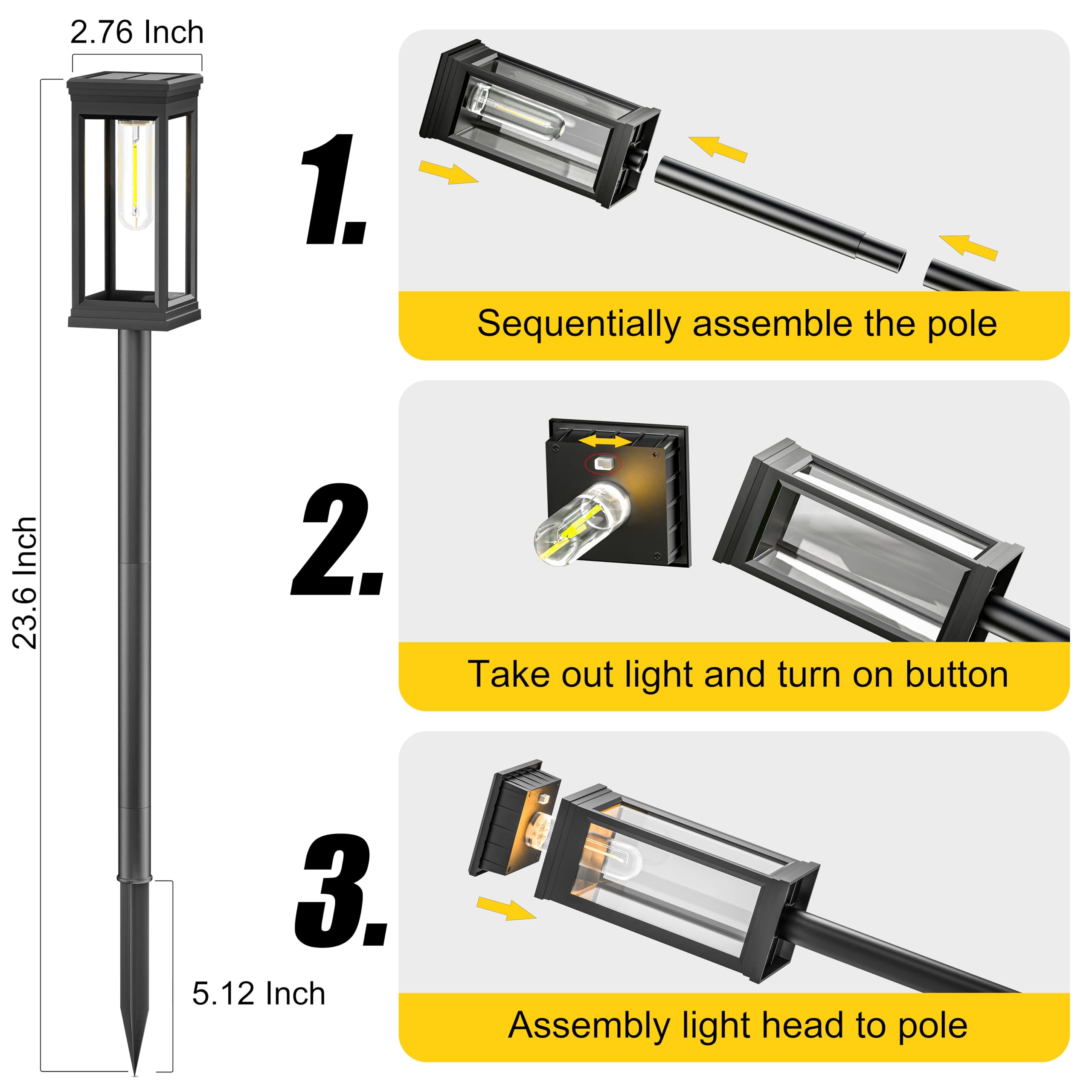8 Piezas Luces Solares Led Exterior Jardin, IP65 Luces Solares Jardin, Mejorada LED Luz Solar Exterior Jardín para Patio, Camino, Césped, Blanco Cálido