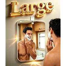 Shower Mirror for Shaving,1 Pcs 11.04x8.04 in Shaving Mirror Holder NO-Drilling Waterproof, Small Wall Mounted Bathroom Accessories Camping Hanging Men