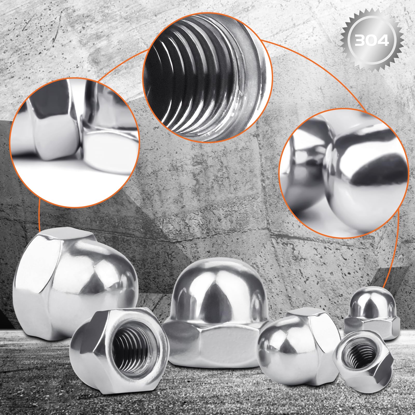 M4/ M6 / M8 Metric 304 Stainless Steel DIN934 Hex Nuts Machine Screw