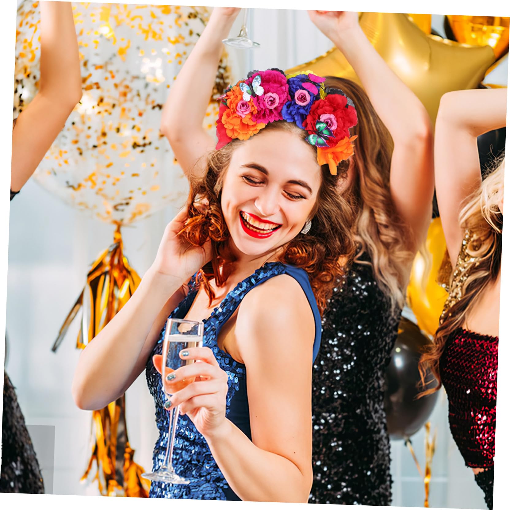 Cerchietto Floreale da Donna per Feste e Servizi Fotografici in Plastico | Stile Elegante e Delicato, Forma Ben Mantenuta, Facile da Indossare, Adatto a Occasioni Speciali