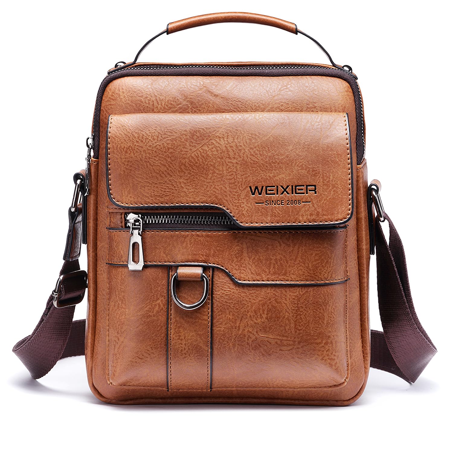 A-QMZL Bolsos Bandolera para Hombre Bolso Bandolera de Viaje Bolsa de Mensajero Bandolera piel Honda Vintage Impermeable Pequeña Bolsa Adecuado para Ocio, Festivales y Viajes.- Resistente (Marrón claro)