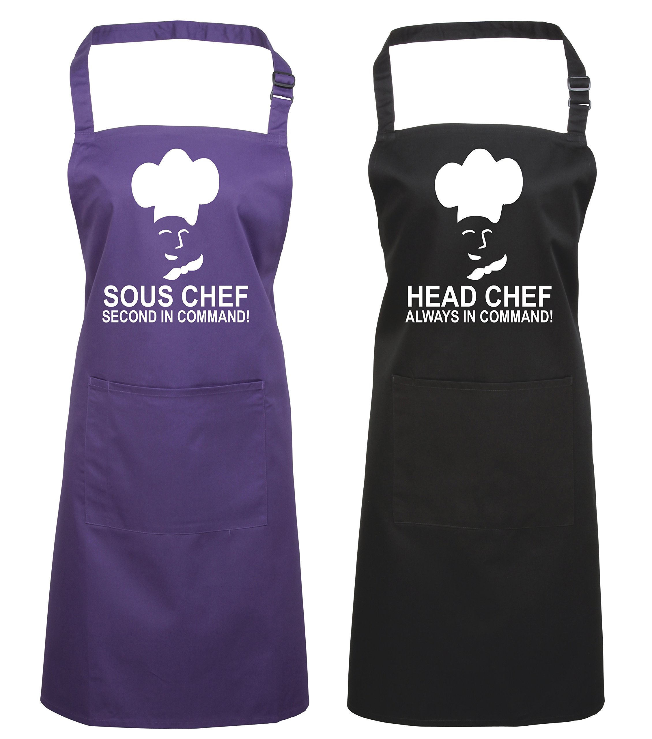 Edward Sinclair BLACK | HEADCHEF | & PURPLE | SOUS CHEF | Matching | Apron | gift set