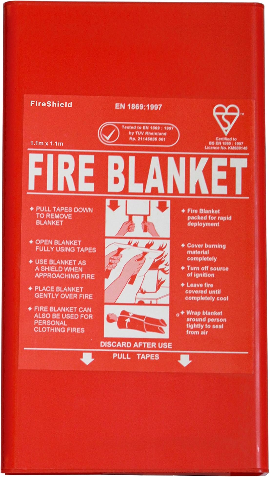 1m x 1m Hard Case Fire Blanket (Kitemarked)