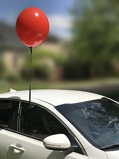 Reusable Balloon Window Kit with Removable Clip and Pole, Car Dealership Advertising, Weatherproof Vinyl (Red)