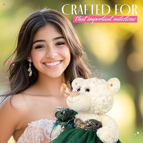 Miniatura 9 de 20" Quinceanera Burgundy Teddy Bear Doll with Dress - Kinnex Collections, Realistic & Unique Centerpiece B16831-7