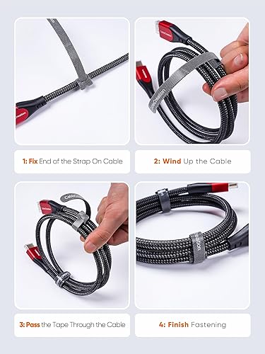 Miniatura 7 de CableCreation 100 bridas de sujeción reutilizables, de 6 pulgadas ajustables de alta calidad, correas de gestión de cables de nailon, cintas de
