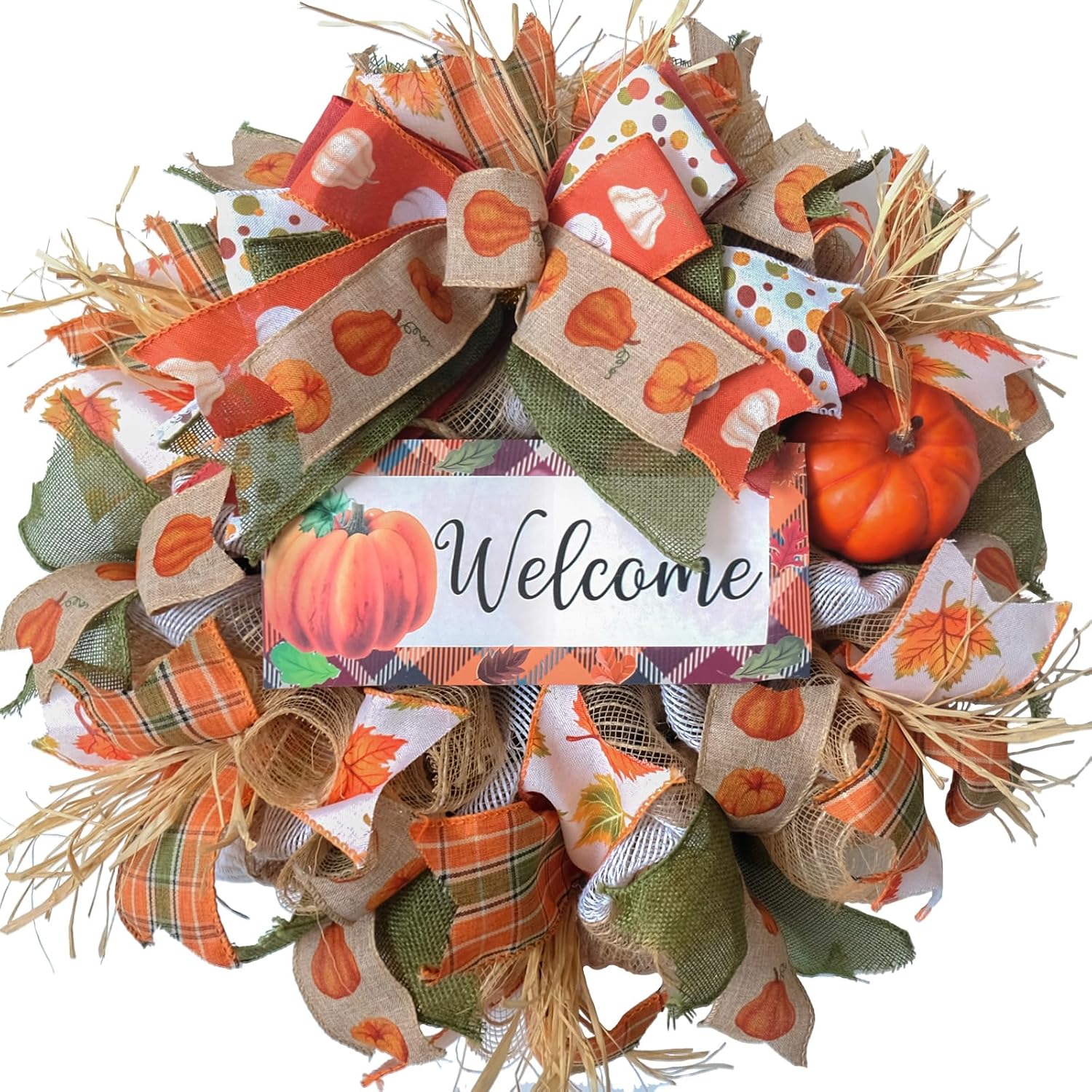 Fall Mesh Ribbon Amazon.com: Fall Wreaths for Front Door, Fall Pumpkin Ribbon Mesh ...