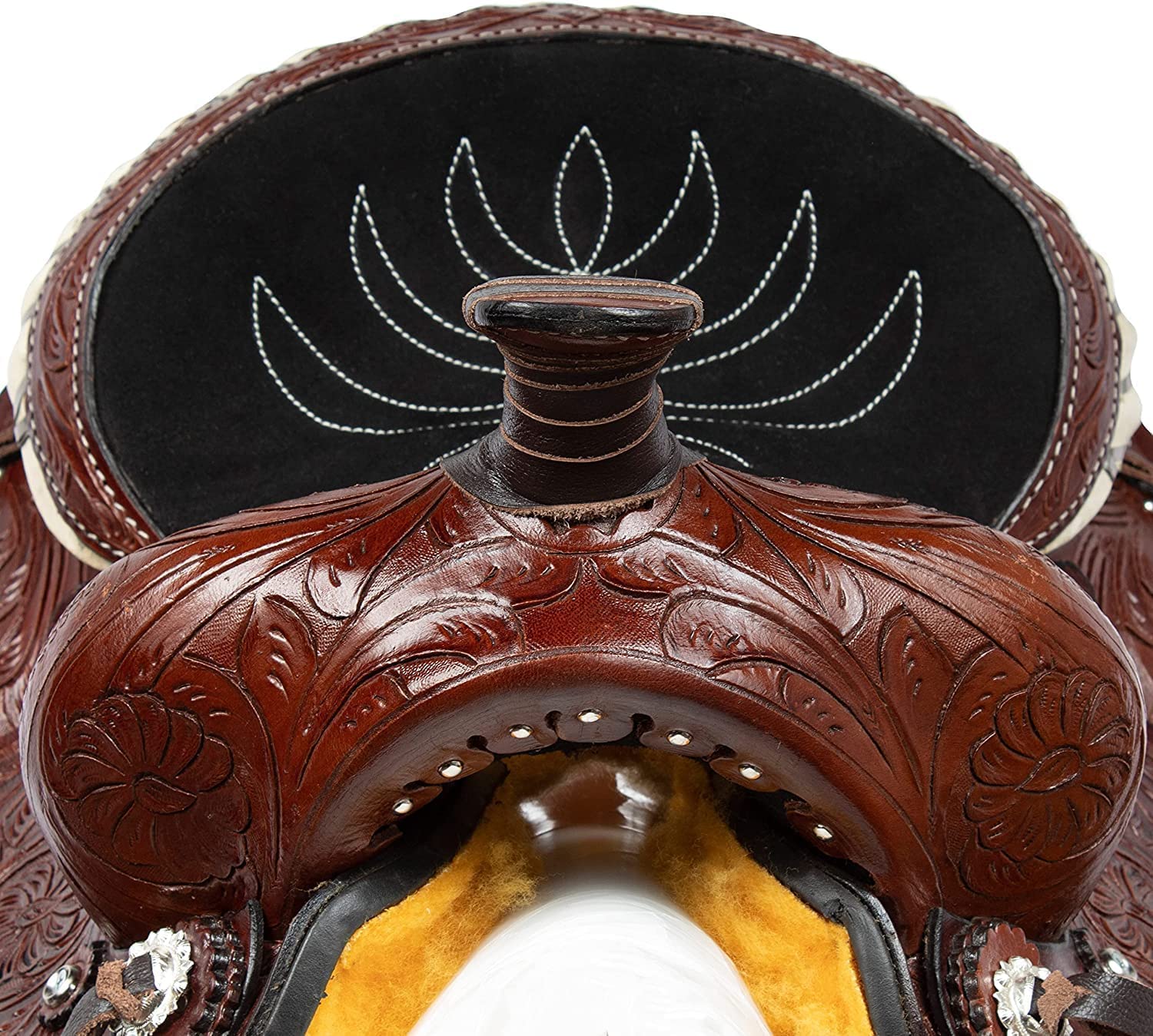 Barrel Racer Show Trail Riding Tooled Leder Westernsattel Tack Pferd und Pony Größe 25,4 bis 45,7 cm Sitz