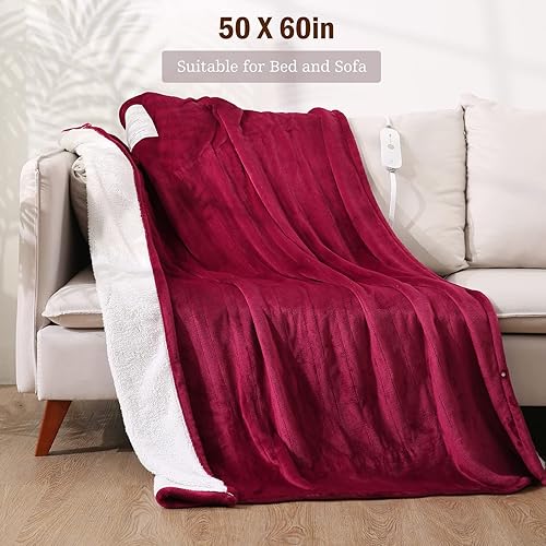 Miniatura 5 de Soundelity Manta eléctrica con 4 niveles de calefacción y apagado automático de 3 horas manta térmica de franela súper suave de 50 x 60 pulgadas