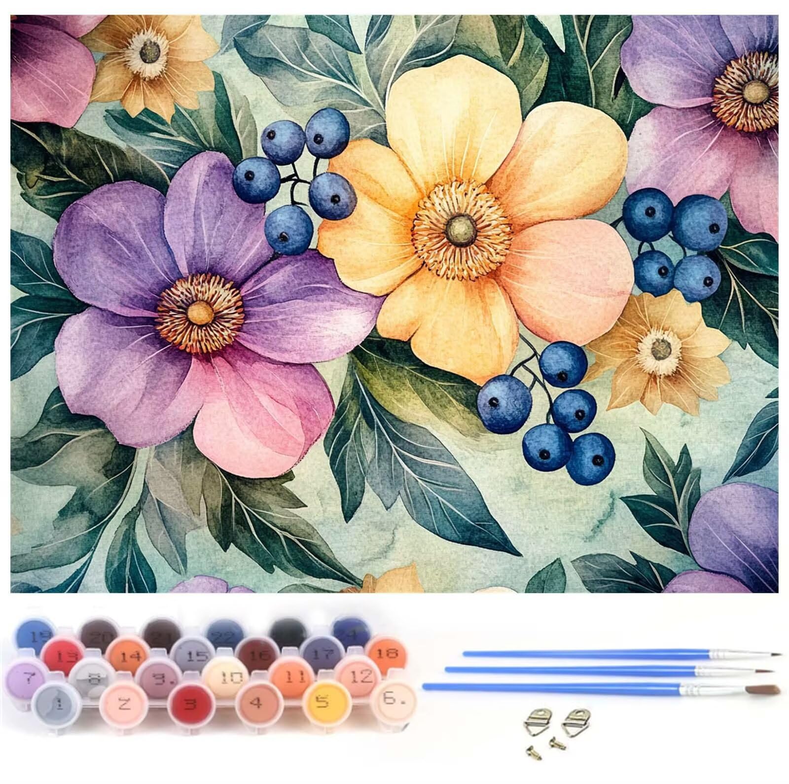 Malarstwo cyfrowe dla dorosłych kwiat malarstwo cyfrowe retro, kreatywne hobby dorośli DIY pełny zestaw artystyczny dla dzieci początkujący z pędzlami akrylowymi do dekoracji sypialni, prezent dla