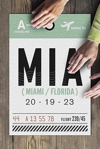 Miniatura 3 de Miami Florida MIA Luggage Tag 19x27 inches Premium 500 Piece Jigsaw Puzzle for Adults and Family Made in USA