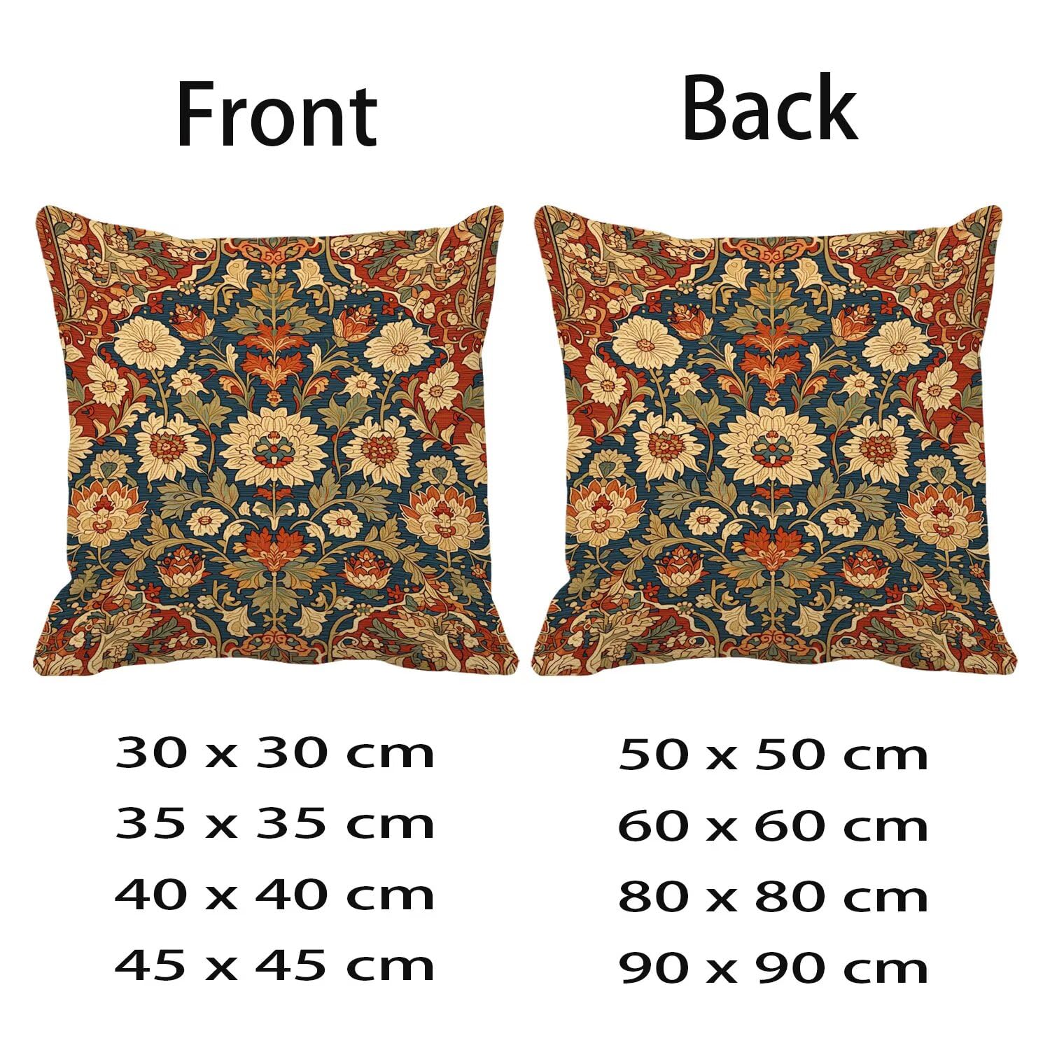 Poszewka na poduszkę 90 x 90 cm Zestaw 2 poszewek na poduszkę zewnętrzną Wodoodporna, Dekoracyjna pościel Poszewki na poduszki z ukrytym zamkiem błyskawicznym, Retro Poduszki na sofę do salonu na