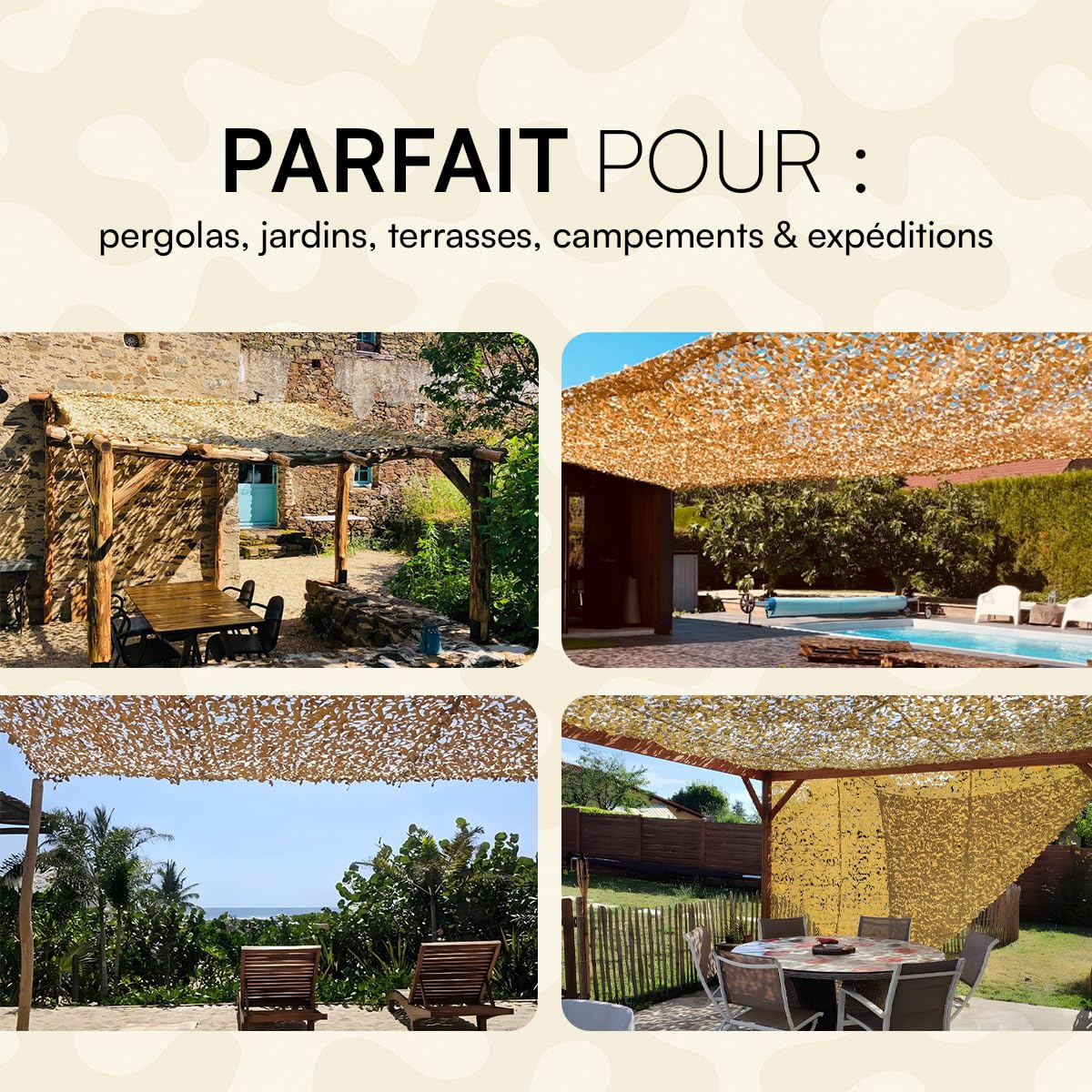 Sand-Tarnnetz – robustes Schattennetz für den Außenbereich – High-End – Sonnenschutz und UV-Schutzsegel – verschiedene Größen, Formen und Farben – Terrasse, Pergola, Garten - 3