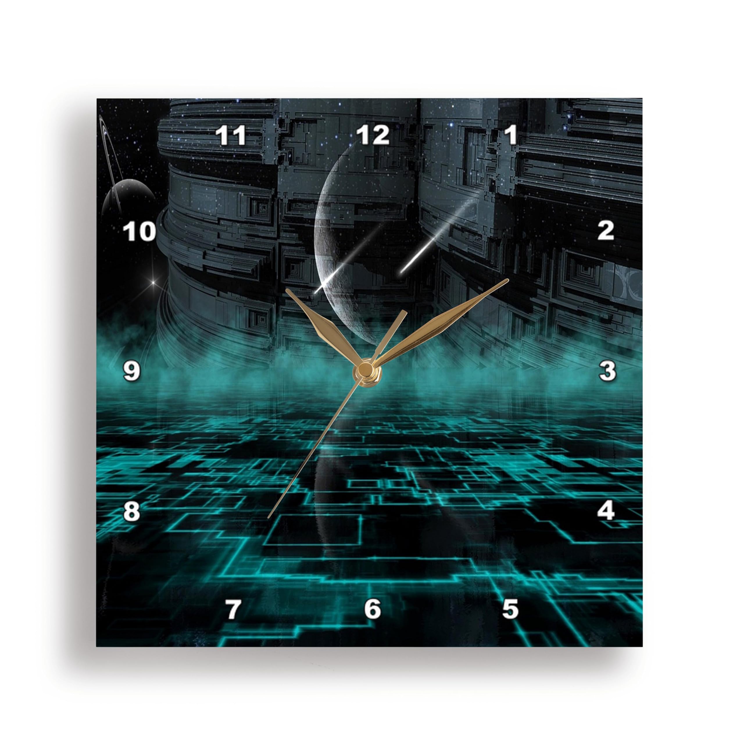 Horloge vaisseau spatial et planète pour décorer une chambre d'enfant ou un bureau geek
