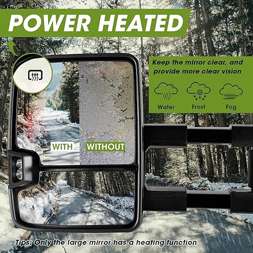Miniatura 8 de Switchback - Espejos de remolque para Chevy Silverado Avalanche Suburban TahoeGMC Sierra Yukon 2007-2013 con señal dinámica calentada eléctrica,