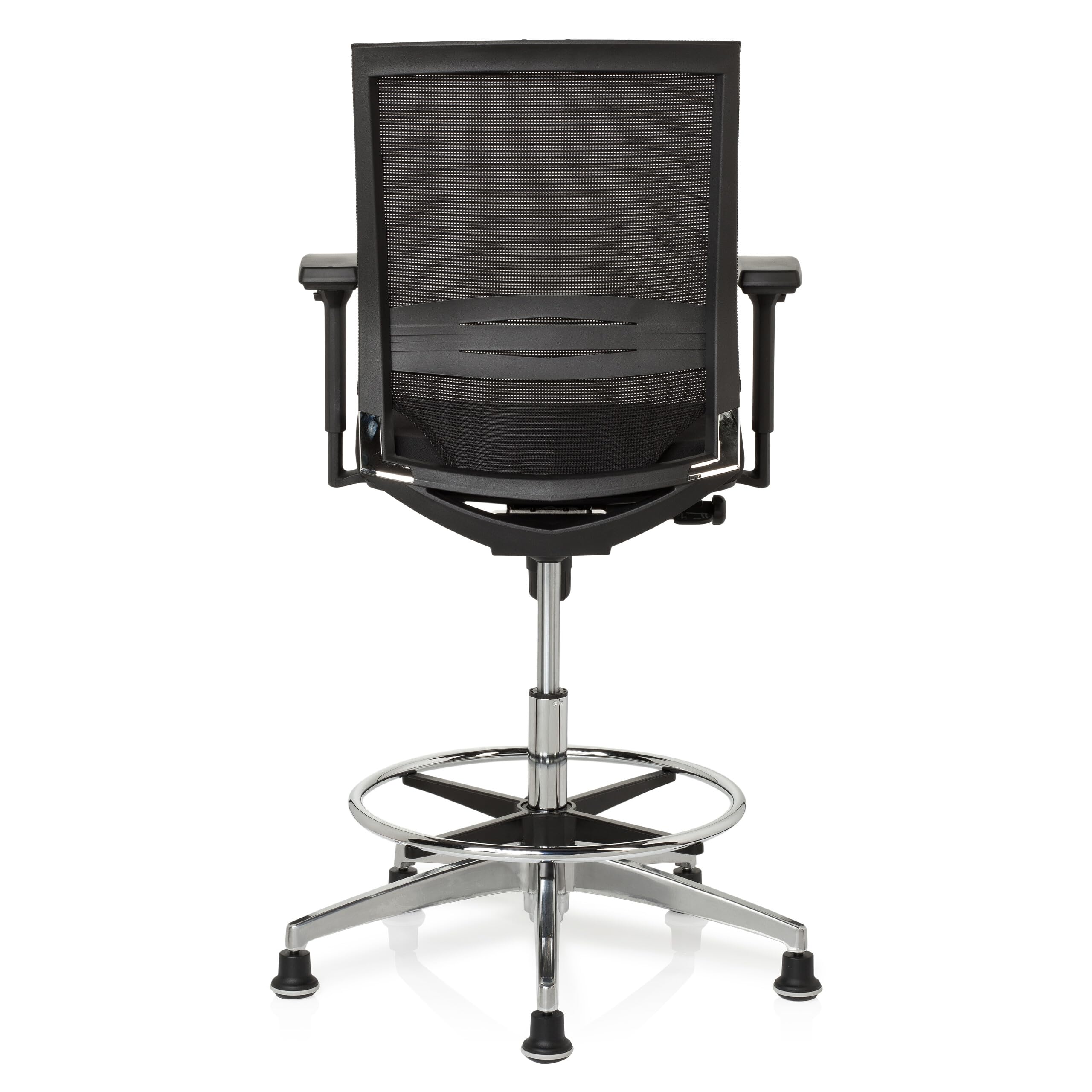hjh OFFICE 657550 Arbeitsstuhl Counterstuhl TOP Work 77 Stoff/Netz Schwarz Bürostuhl hoch, ergonomisch, Stuhl & Fußstütze höhenverstellbar