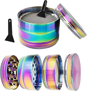 INHEMING Grinder pour Spice, Tobacco, Herb Moulin Broyeur avec Collecteur de Pollen & Brosse de Nettoyage - 1.94” Grinder Moulin à Epices en Zinc Alliage - 4 Pièces - Dents en Forme de Diamant