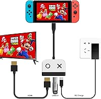 Vista 4 de Base de interruptor para Nintendo Switch OLED, base de TV portátil con puerto HDMI USB 3.0 y carga USB C, base de viaje para Nintendo Switch Steam