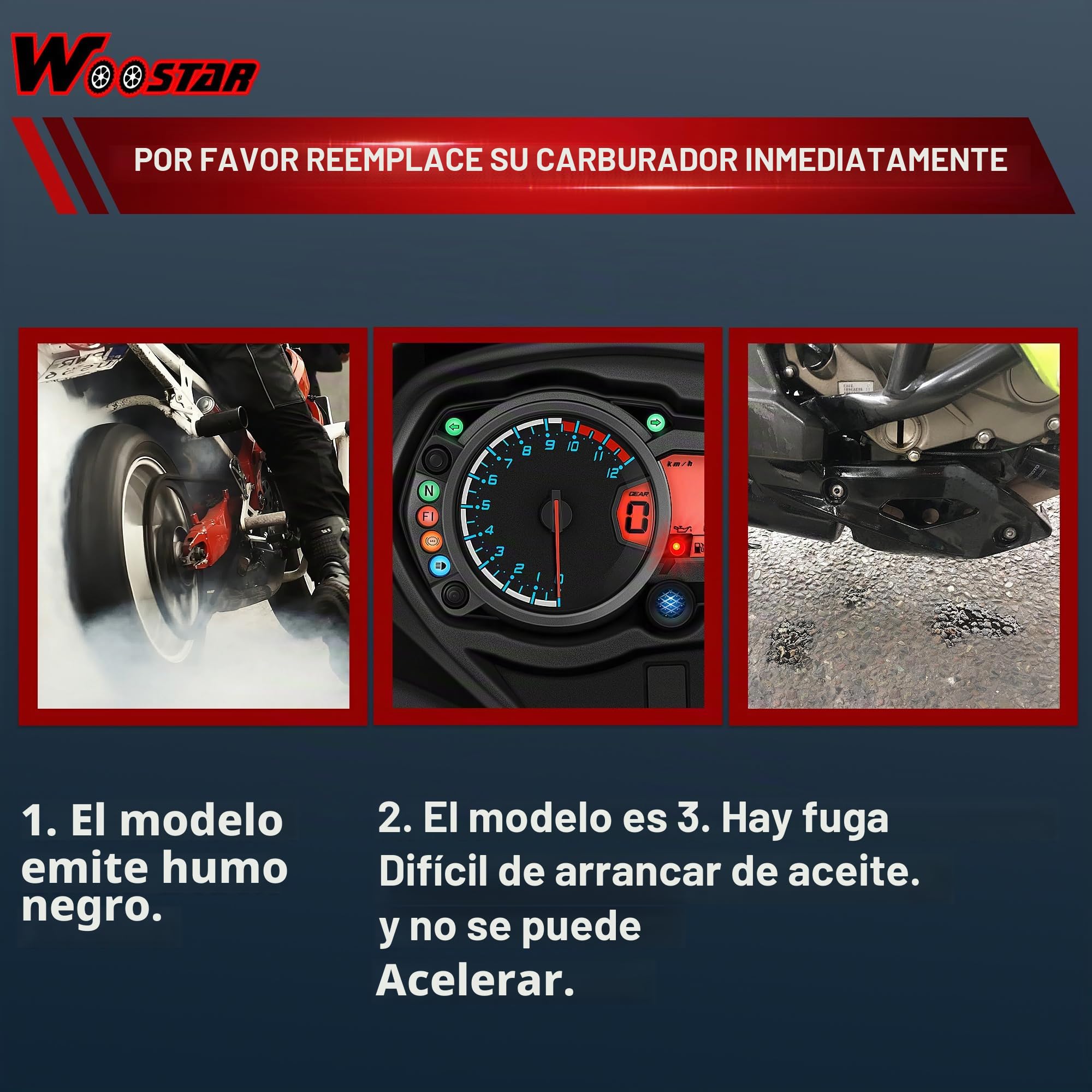 WOOSTAR 44mm Big Bore Cilindro con Tirador de Arranque con Carburador con Filtros de Aire Motor Kit Reemplazo para 2 Tiempos 43cc 47cc 49cc 52cc Mini Pocket Bike Gas Ciclomotor Scooter Plata