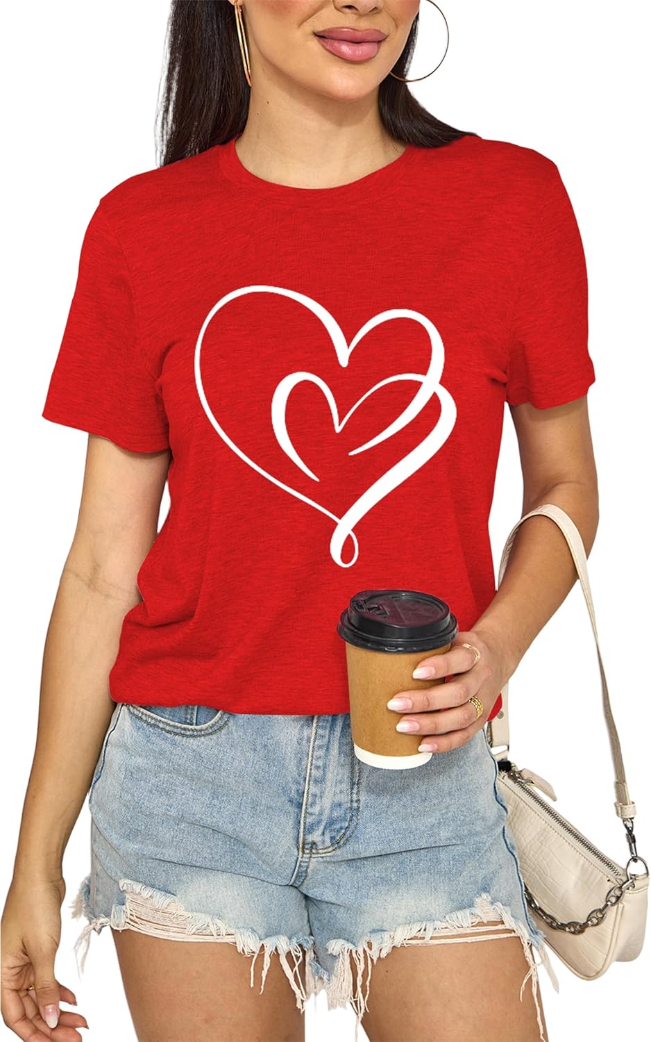 Valentines Day Shirts for Women Cute Love Heart Shirts Tee Tops Short Sleeve Tshirt Valentines Gifts for Her - Image 4