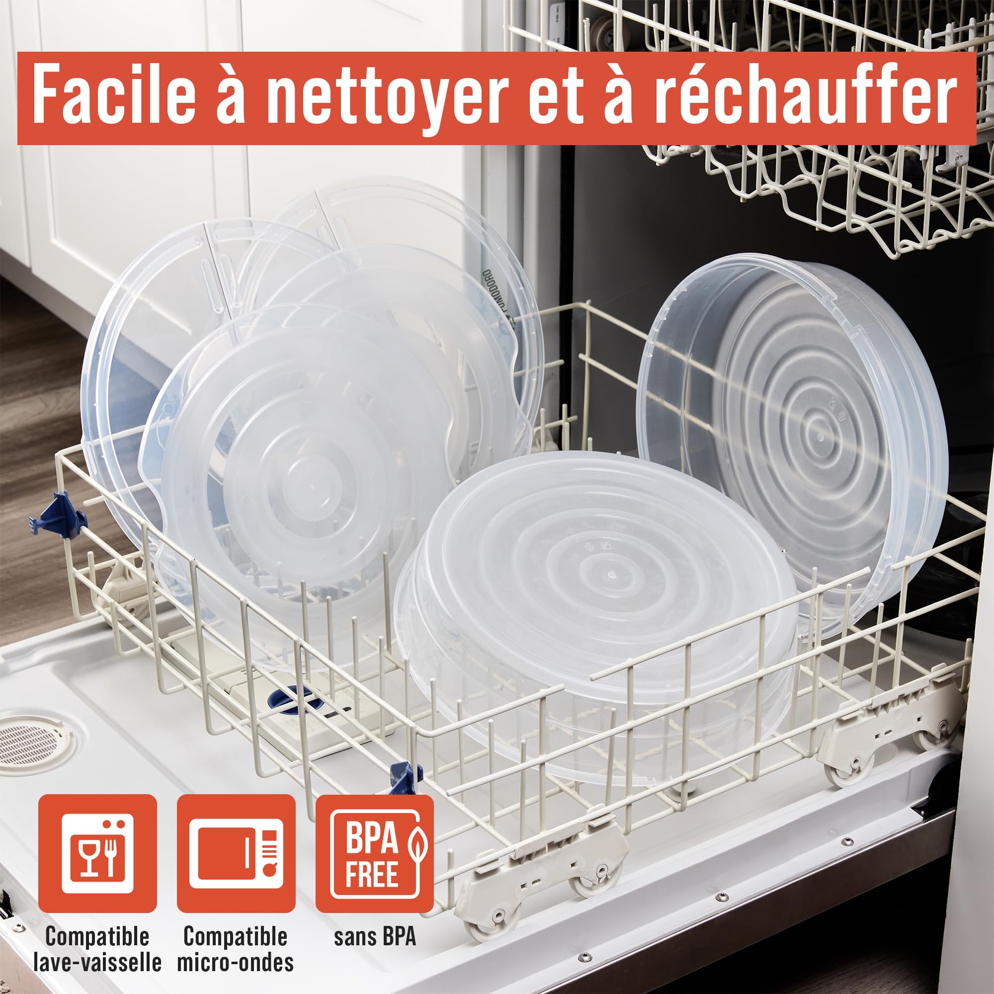 Chef Pomodoro 30,5 cm Boite à Pizza Ronde avec Couvercle, Rangement Compartiments pour Conservation et Transport, Gâteau Transportable Transparent, 2-Pack
