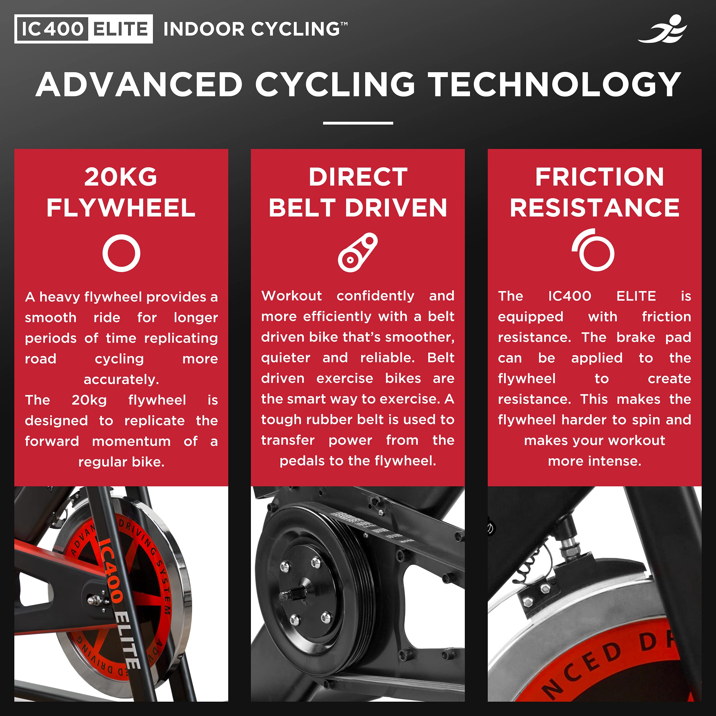 Buy JLL IC400 ELITE Indoor Bike, Direct Belt Driven Exercise Bike For