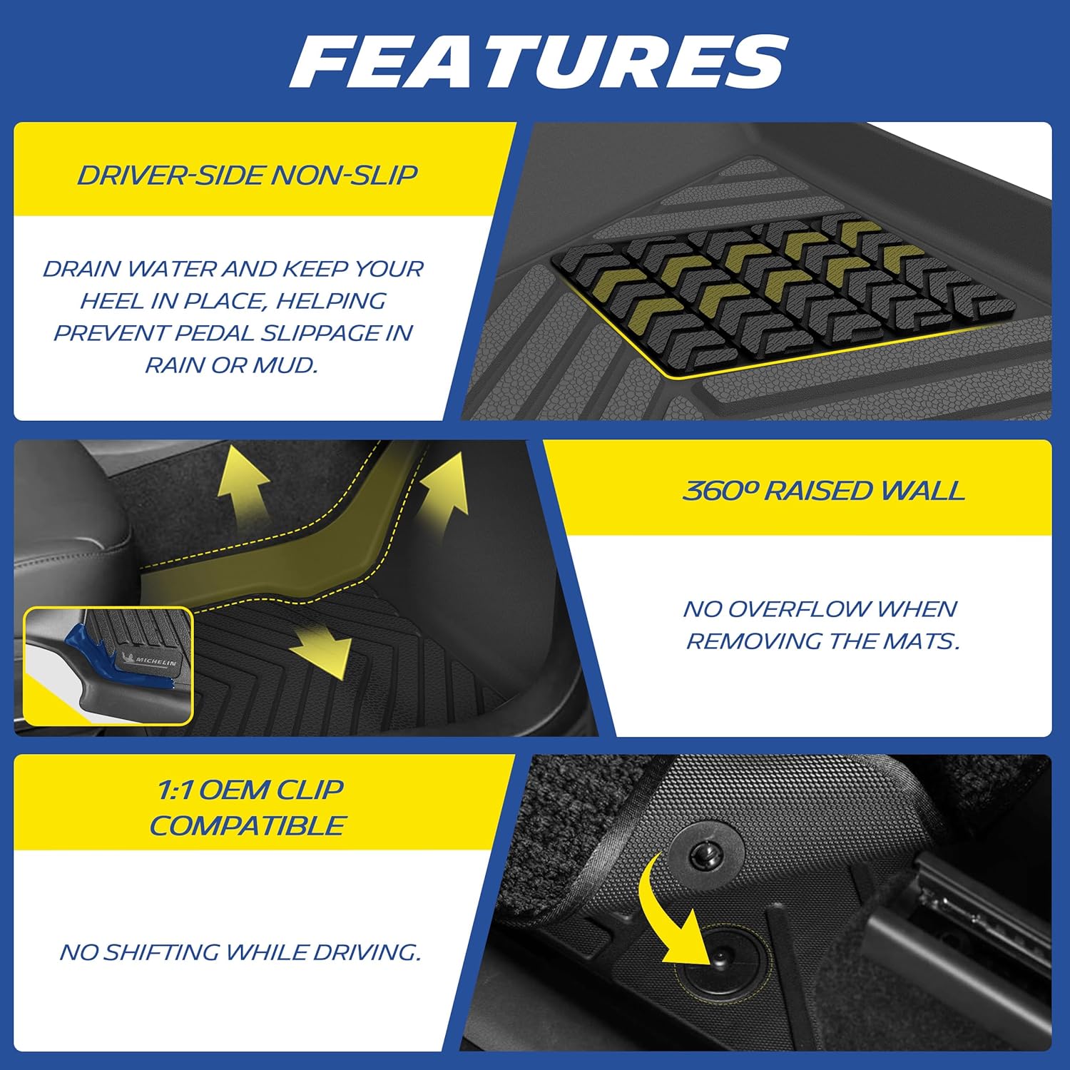 Michelin Vehicle Mats, Premier Series All-Weather TPE Custom Fit Liner for Honda CR-V Gasoline & Hybrid & e:FCEV 2023-2026 Floor Mats (7 Piece)
