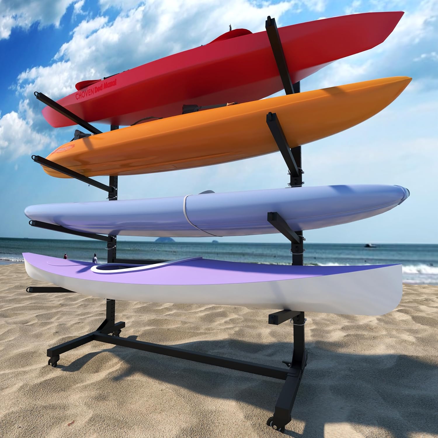 Heavy-Duty Kayak Storage Rack for Garage & Outdoor, Adjustable Kayak Racks for Kayak, Canoe, Surfboard & Paddleboard,Durable Outdoor Kayak Storage Rack（Black）