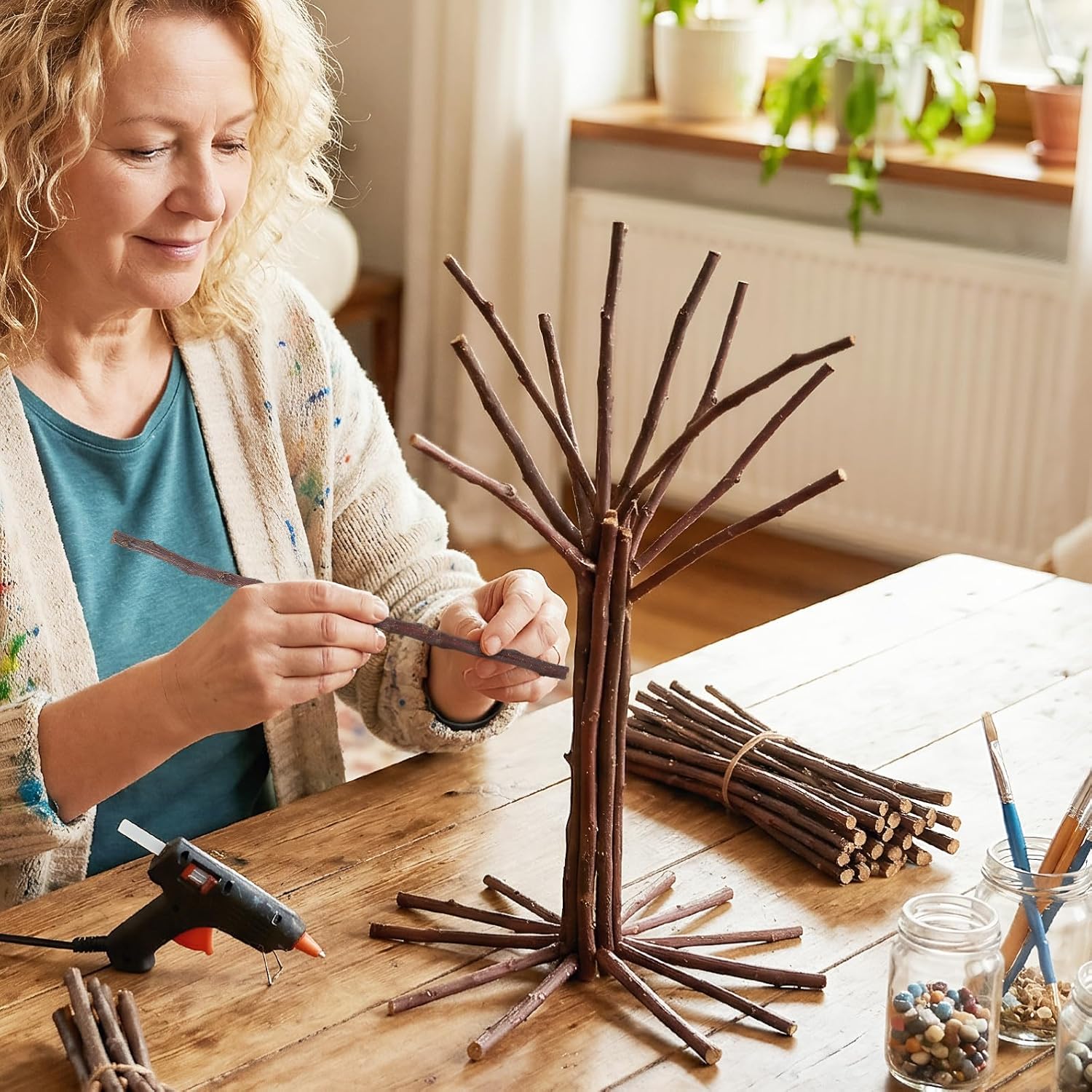 VOSAREA 40pcs Natural Twig DIY Craft Accessories Rustic Branches for Handmade Decoration Photo Props Sign Making and Festival Decor Mixed