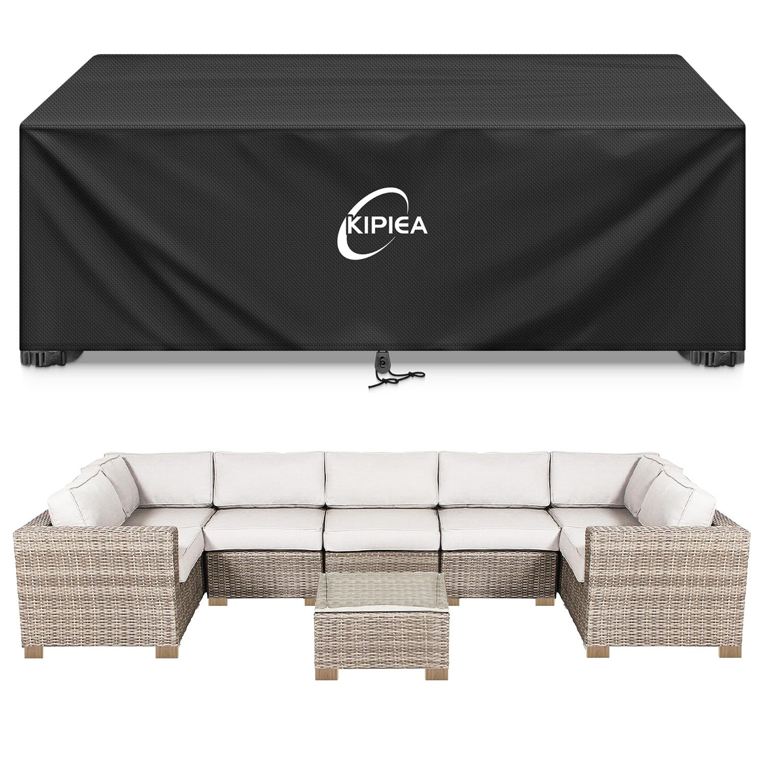 Kipiea Patio Furniture Covers Waterproof Winter, Heavy-Duty 420D Outdoor Patio Table Set Covers, Rectangular Outdoor Sectional Couch Covers (78" L x 58" W x 28" H) — view 29
