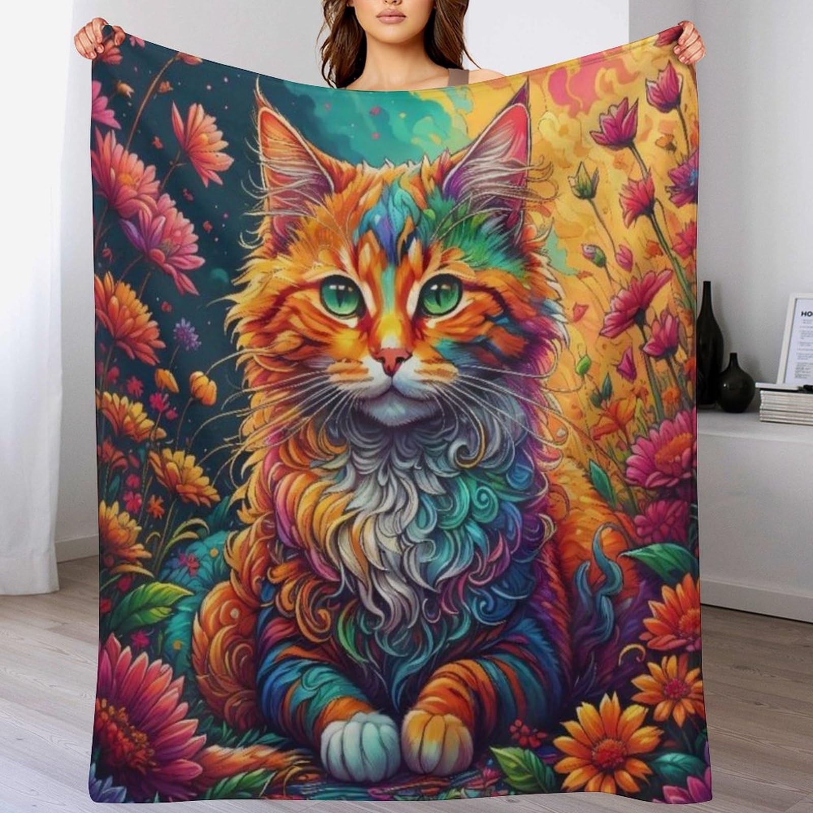 Couverture chat chaude et douce grand plaid lit lavable en machine