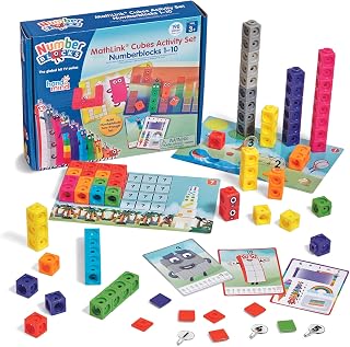 hand2mind MathLink Cubes Numberblocks 1-10 Activity Set: 100 Linking Cubes, 30 Preschool Math Activities, Counting Toys for Kids 3-6