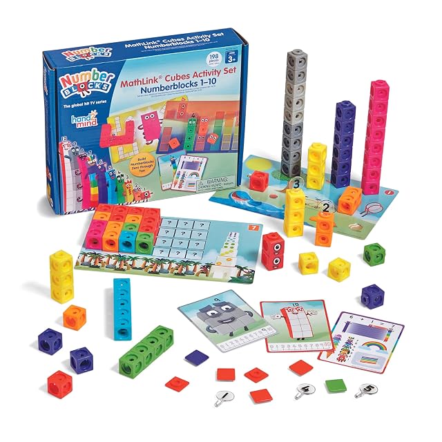 Learning Resources MathLink Cubes Numberblocks 1–10, Juego Educativo para Contar y sumar, Cubos conectables con Tarjetas de Actividades, 251 Piezas, Edades 3+