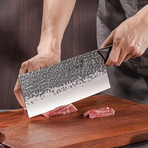 Miniatura 9 de SHI BA ZI ZUO Cuchillo de chef profesional forjado de 8 pulgadas de acero de alto carbono con mango de palisandro resistente para uso diario