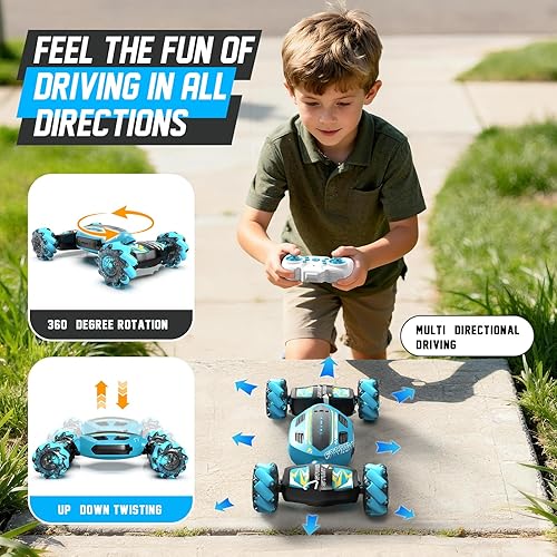 Miniatura 5 de Auto de acrobacias RC con detección de gestos para niños, juguete de regalo para niños, control remoto 4WD giratorio de 360, transformación