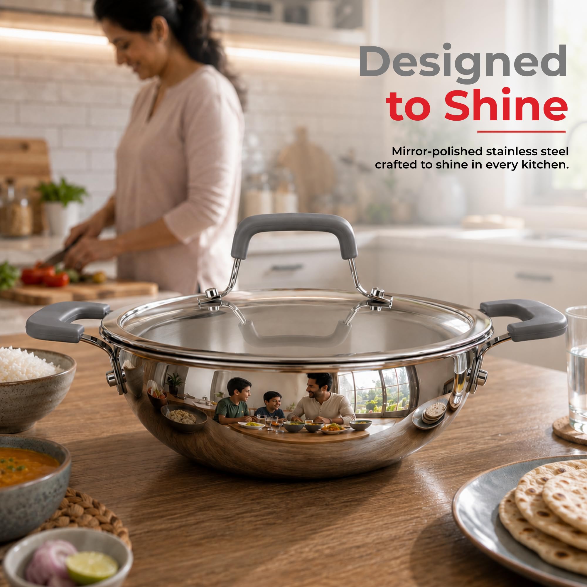 Vinod Platinum Luxe Kadai - Stainless Steel Cookware -7