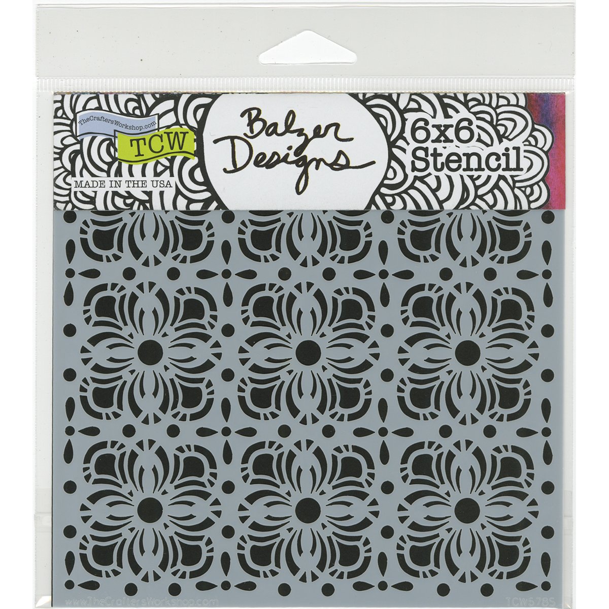 The Crafter's Workshop Transparent "Flower Tiles" Stencil, 6 X 6-Inch (18 X 16 X 0.1 Cm)