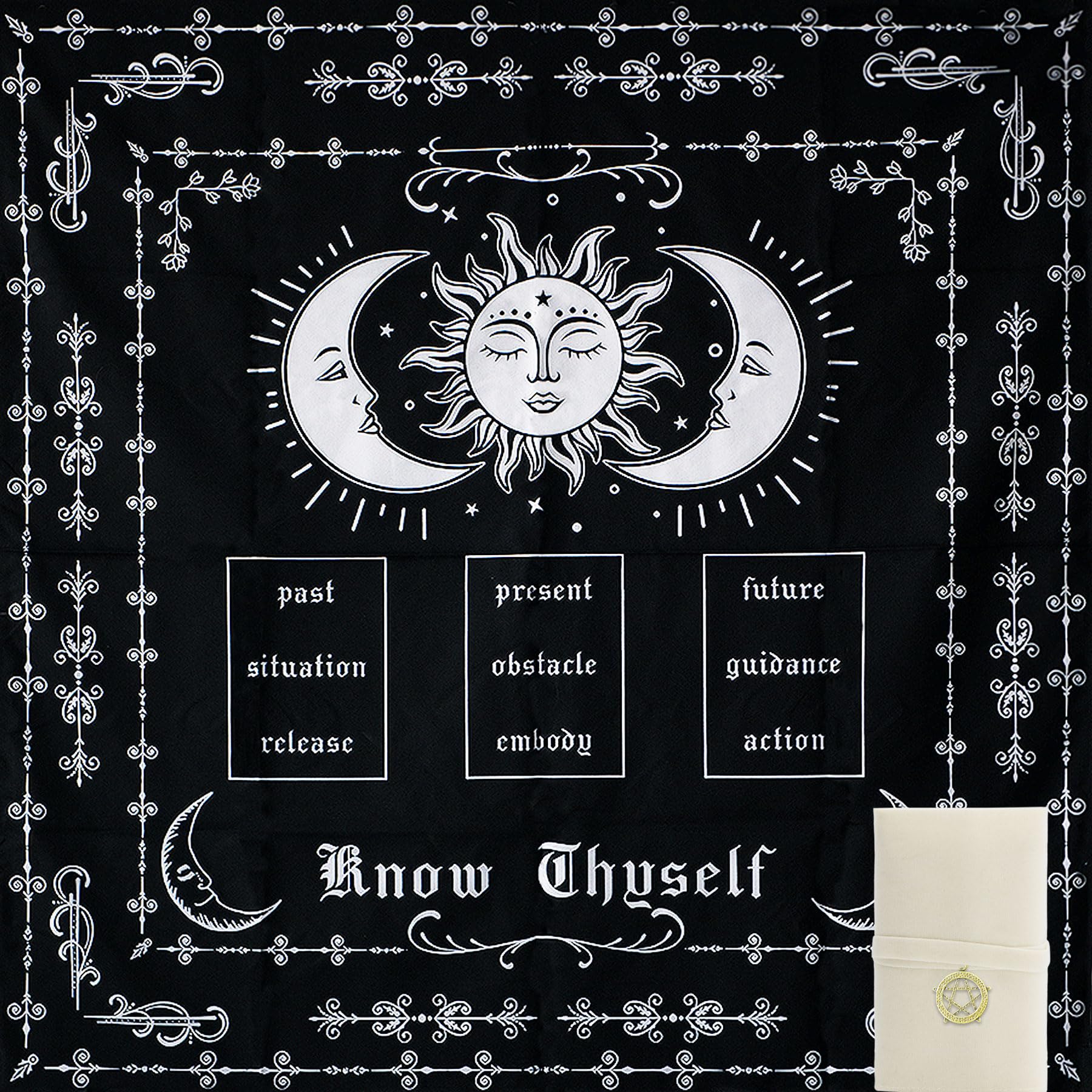 Knana Tarot Altar Cloth - Silk Mat for Reading with Tarot Card Bag