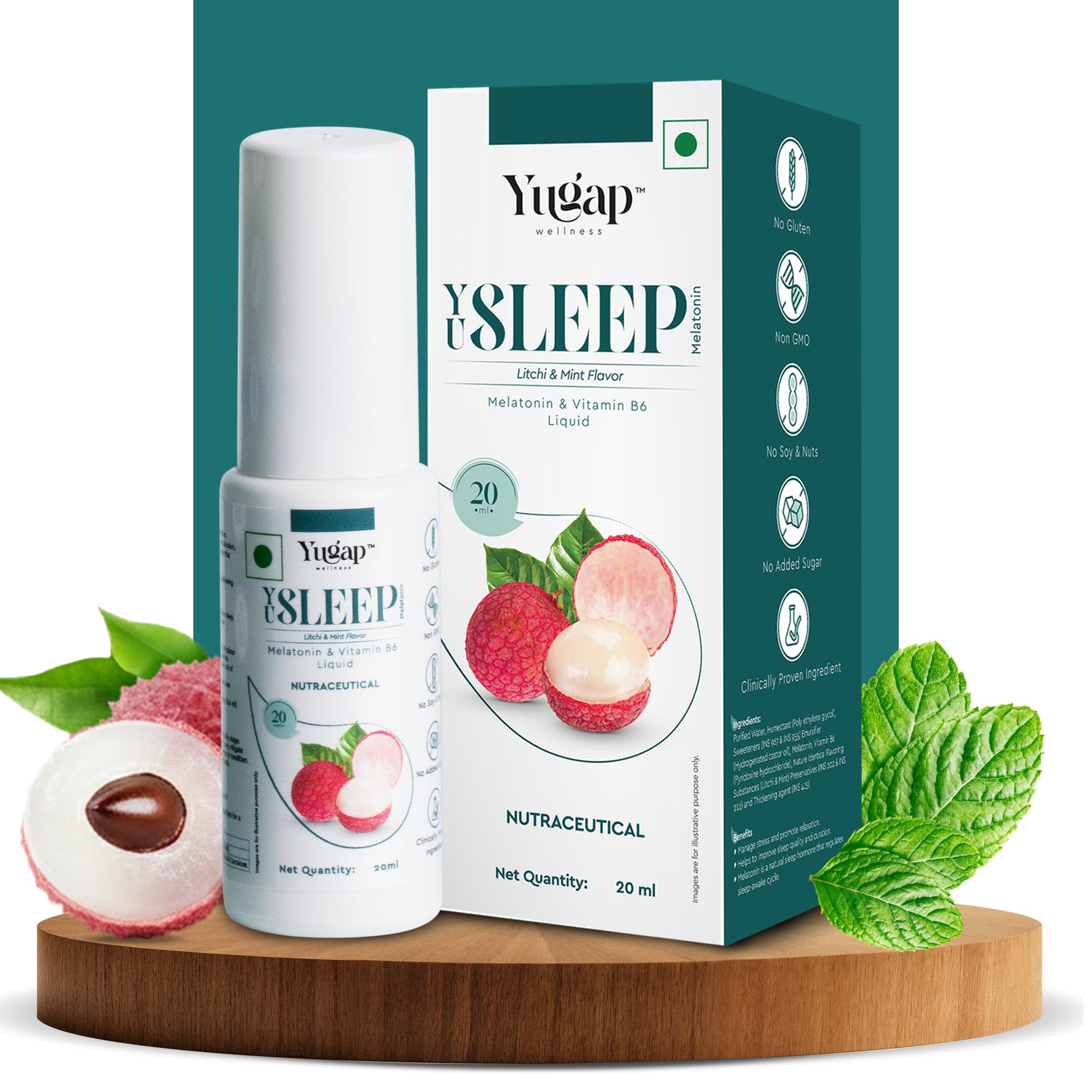 Yugap Yu’Sleep Melatonin Sleep Spray 20 ml with Vitamin B6 | Fast Absorption And Better Than High Dose Sleeping Pills | Non-Habit Forming | Stress Relief (100 Sprays)
