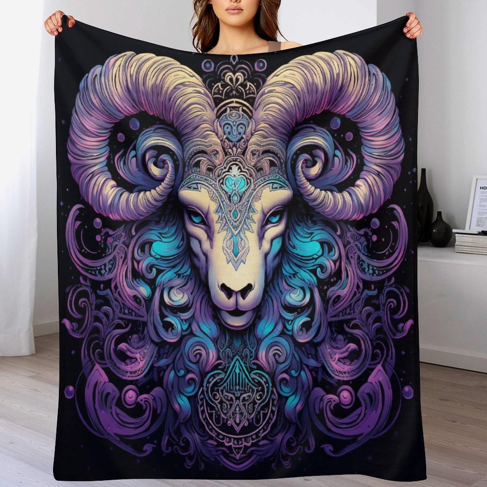 Couverture chèvre en flanelle 130x180 cm pour canapé et lit
